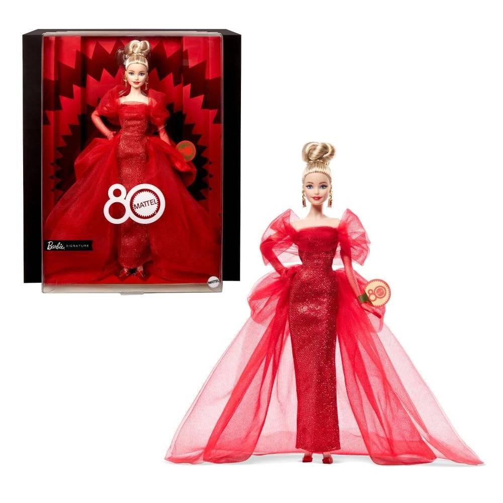 New! 2025 Barbie Signature Mattel 80th Anniversary Doll Blonde JBJ17 Black Label